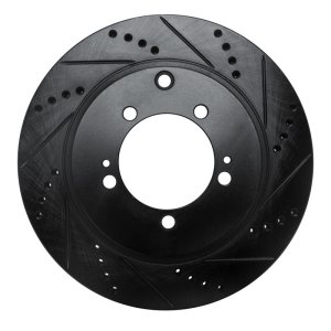 Mitsubishi Lancer Brake Rotor (1) - Rear Right - R1 Concepts - Drilled & Slotted - Black - `03-`06